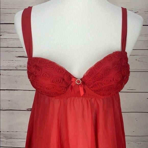 Seductive Wear Red Sheer Medium Babydoll‎ Lingerie night gown - Picture 5 of 10